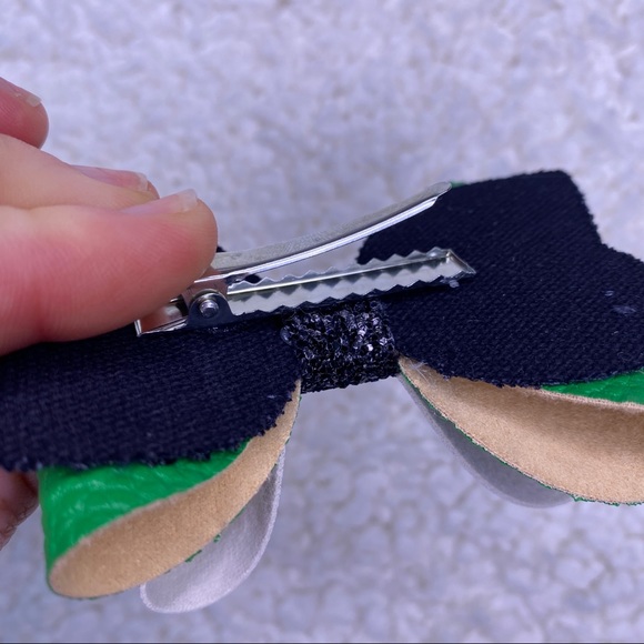 Marijuana Faux Leather Small Glitter Bow - Picture 5 of 8